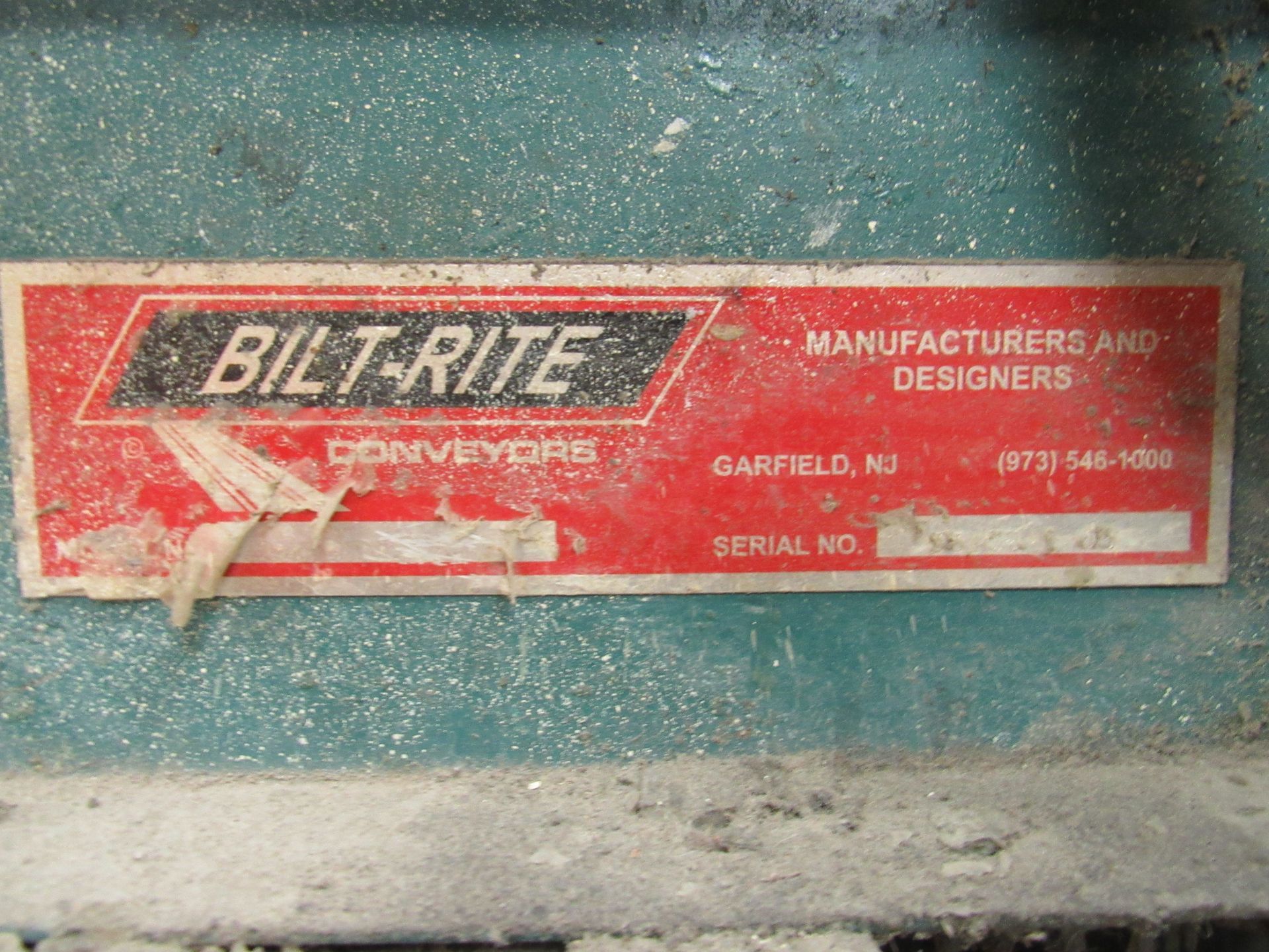 Red and white Bilt-Rite conveyor label. 