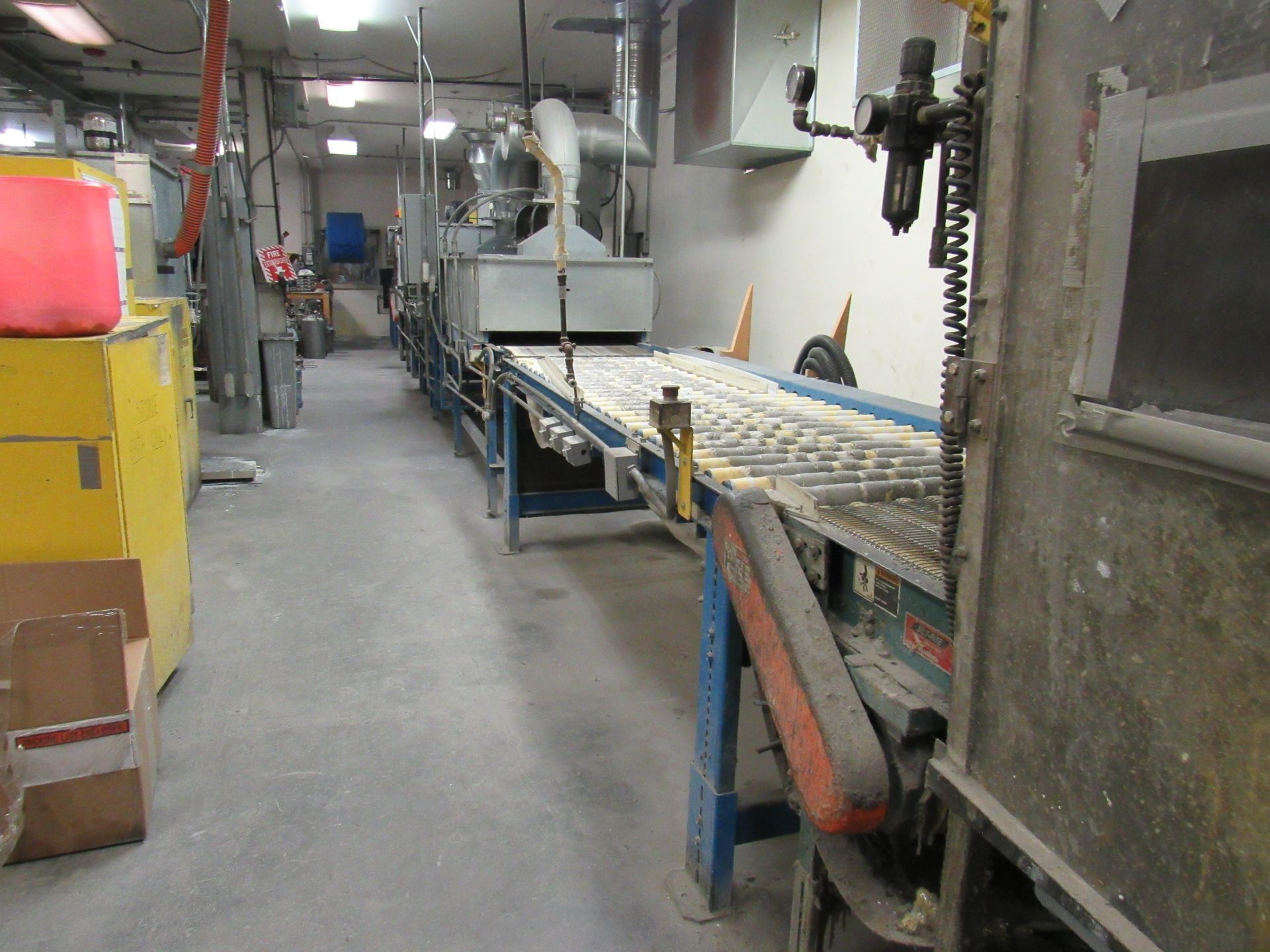 Conveyor belt in industrial setting.
