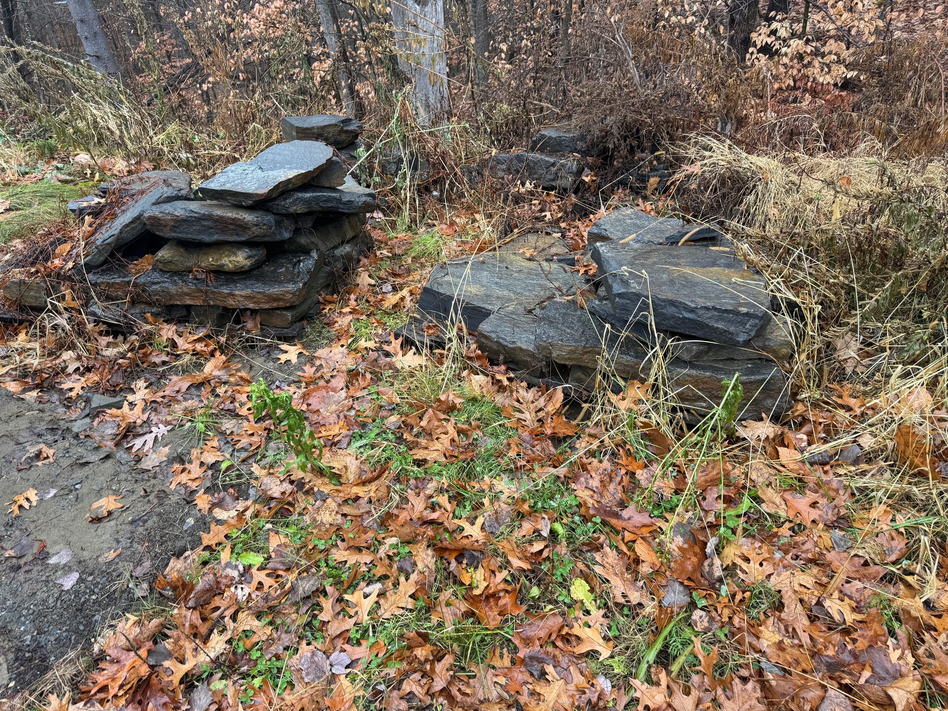 Two stacks of flat stones.
