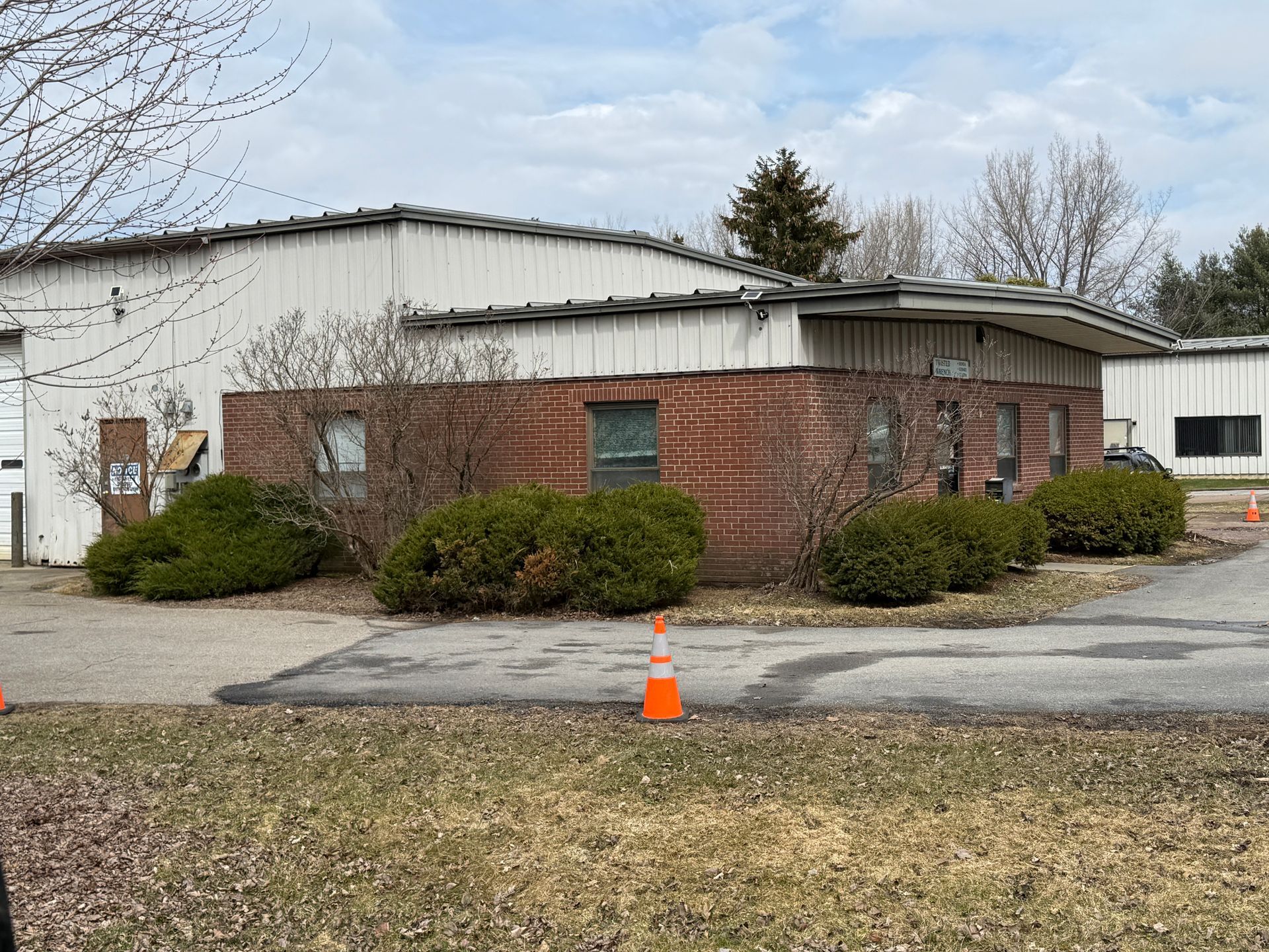 Brick and white industrial building