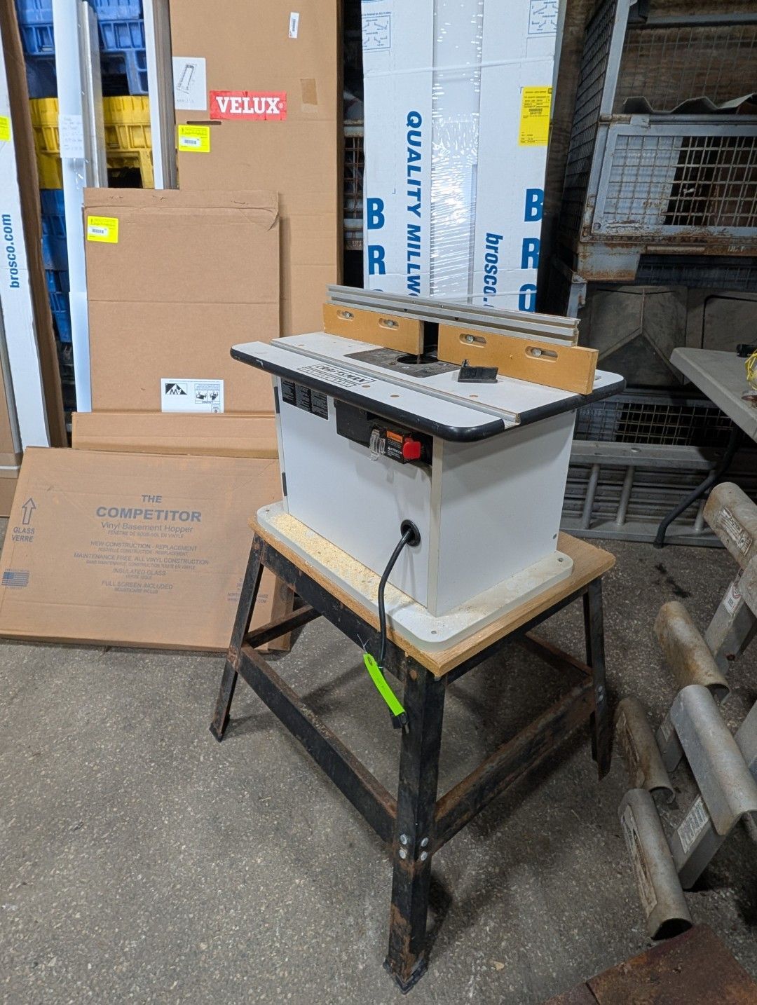 Table saw on a stand in a workshop