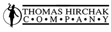 Logo of Thomas Hirchak Company, a silhouette of a man with a top hat holding a gavel within a circle.