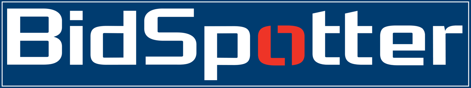 BidSpotter logo with white text on a blue background. The