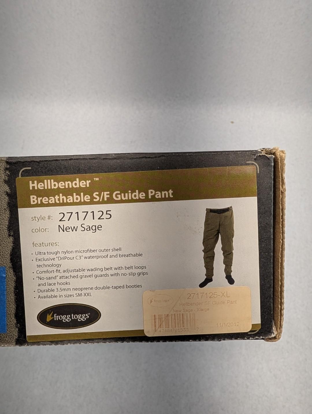 Carhartt Hellbender breathable ski guide pants box, black and tan packaging with product label.