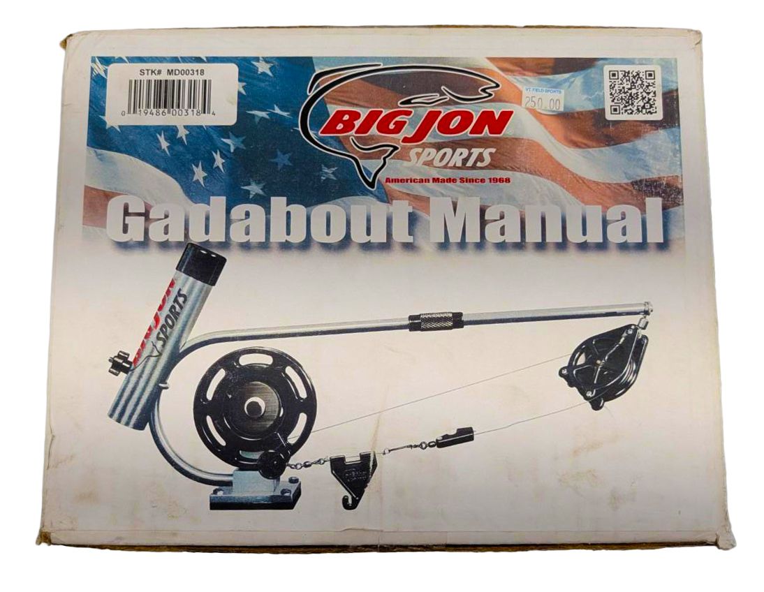 Big Jon Sports downrigger manual cover with fishing gear illustration on beige background