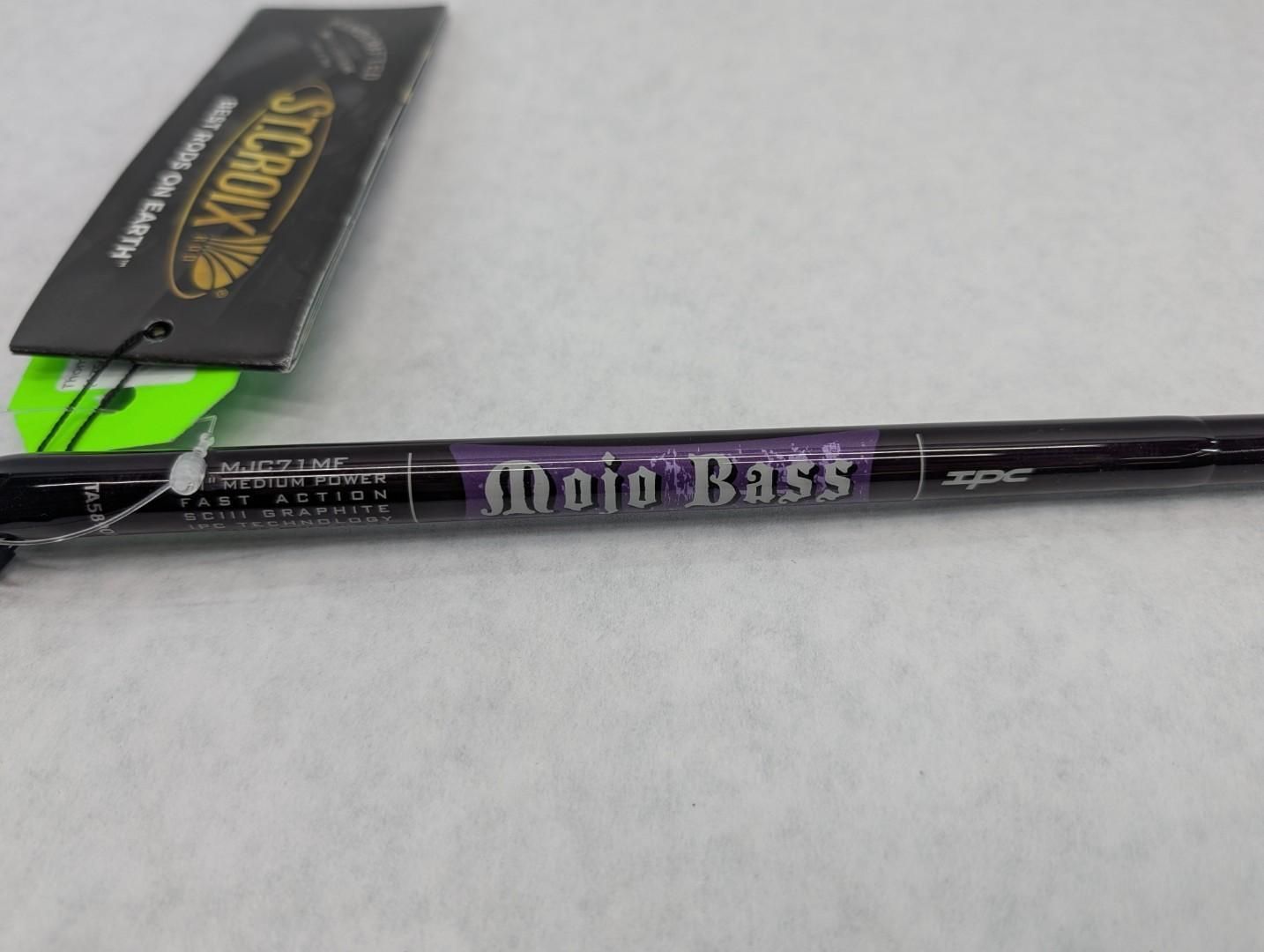 Purple “Mojo Bass” rod with black packaging