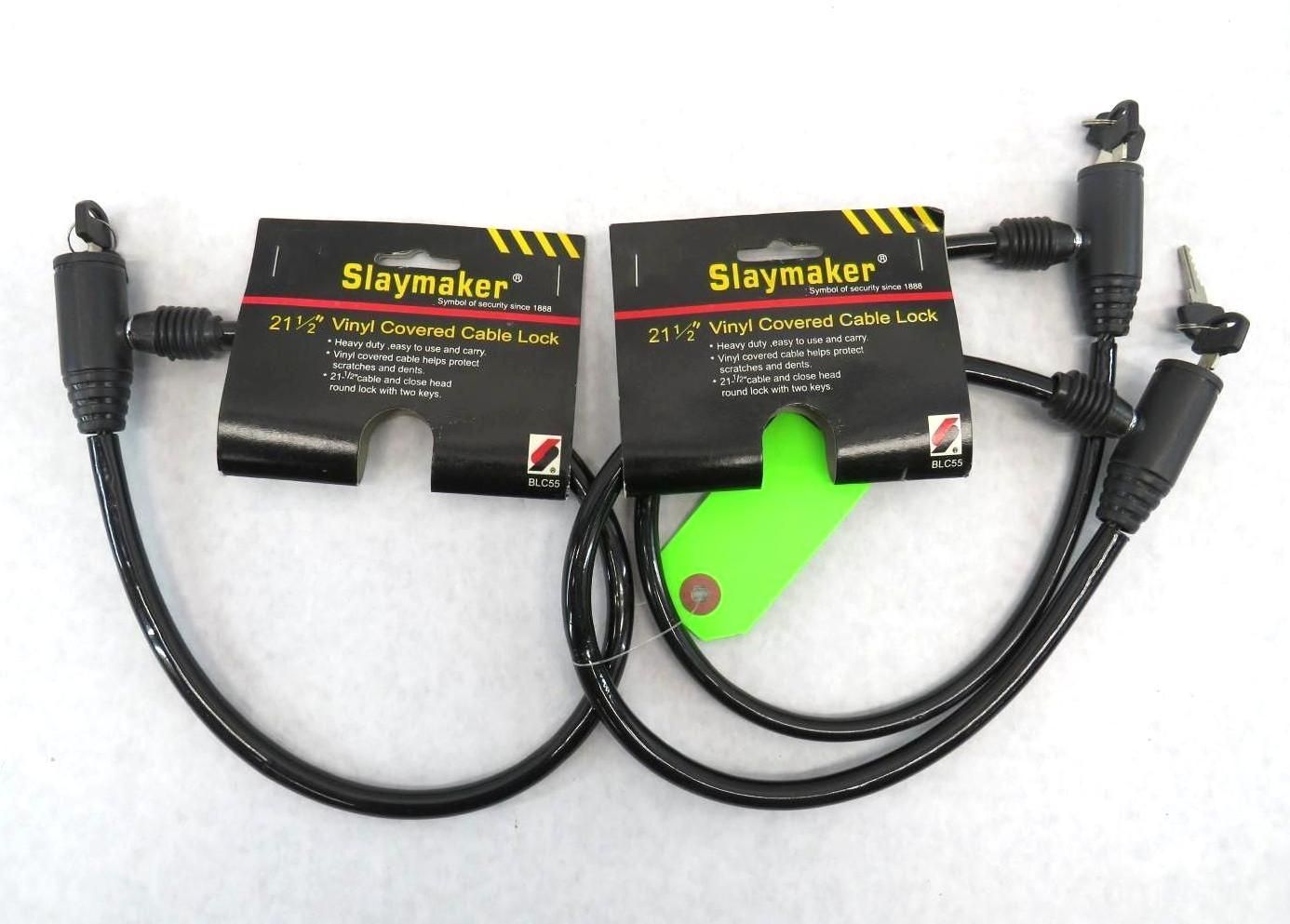 Three black Slaymaker bike locks