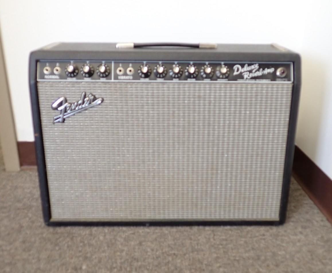 Silver Fender guitar amplifier