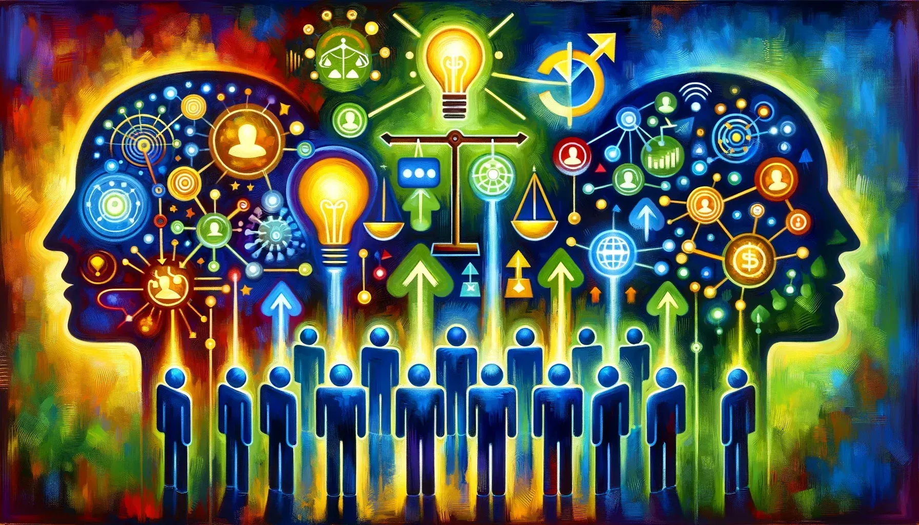 Abstract acrylic painting depicting the enhancement of communication skills in startup founders through leadership coaching. 