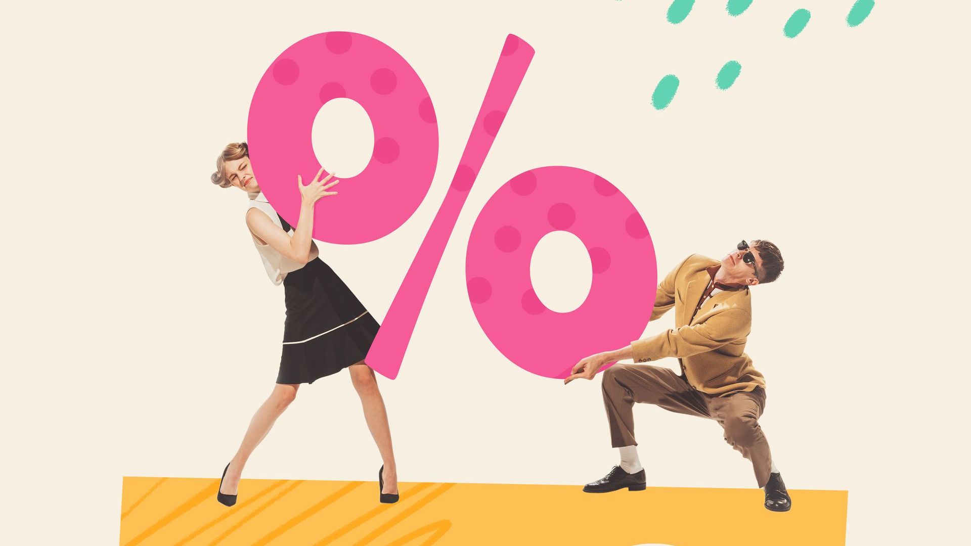 Woman holding percentage sign