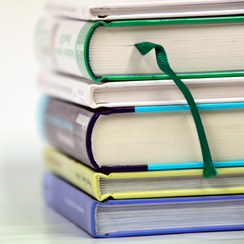 textbooks stacked