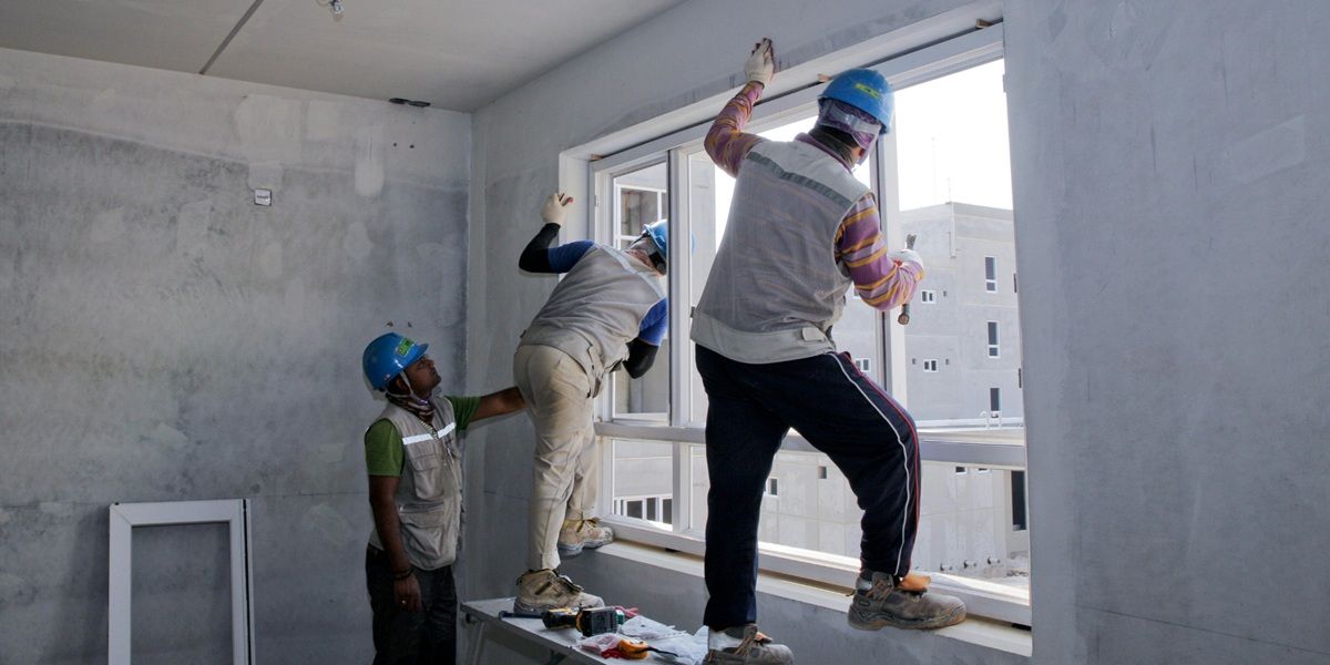 Handyman technician working on a commercial property in Tulare