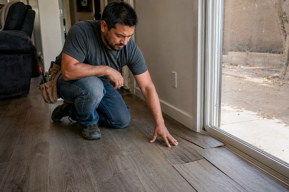 Moisture damage affecting flooring in a Tulare, CA home
