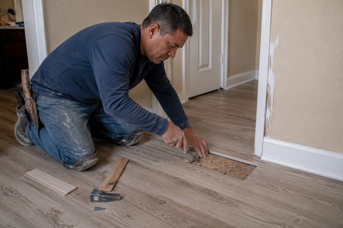 Flooring repair project at a Tulare, CA home
