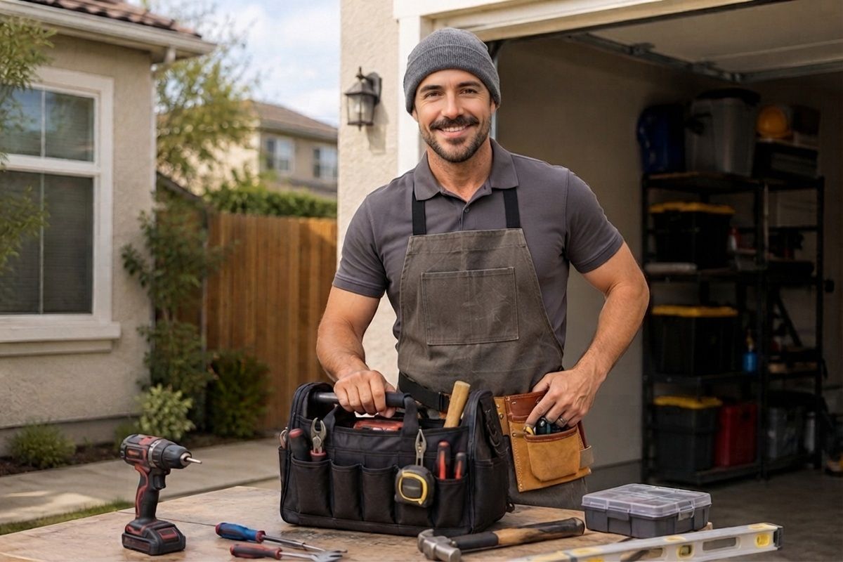 Handyman using professional tools for residential repair work in Tulare, CA