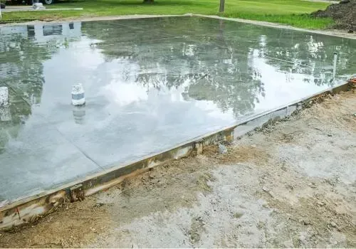 Smooth & Level: Newly Poured Concrete Slab for a Garage Foundation in Mosgiel, Dunedin.