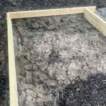 Before: Excavated and boxed site for concrete pad, Kinmont Park, Dunedin