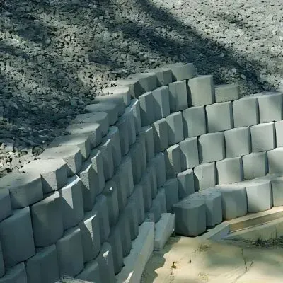 A robust retaining wall expertly engineered to stabilise a steep slope in Three Mile Hill, Dunedin.