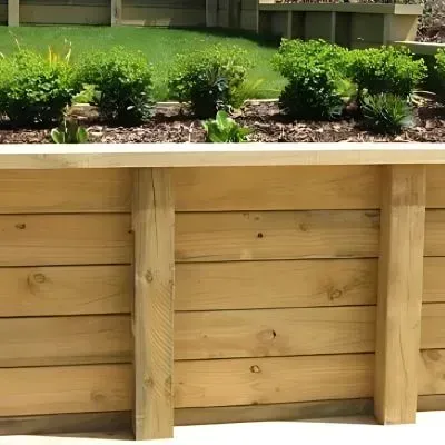 Attractive and functional: A wooden soil barrier wall creates a tiered landscape design in Kaikorai Valley, Dunedin.
