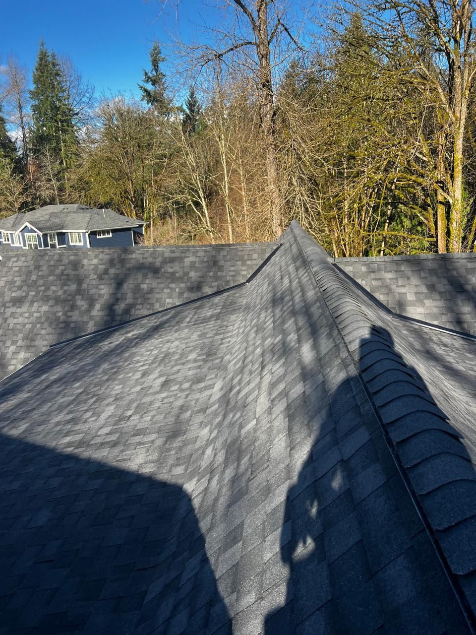Shingle roof with rubber.