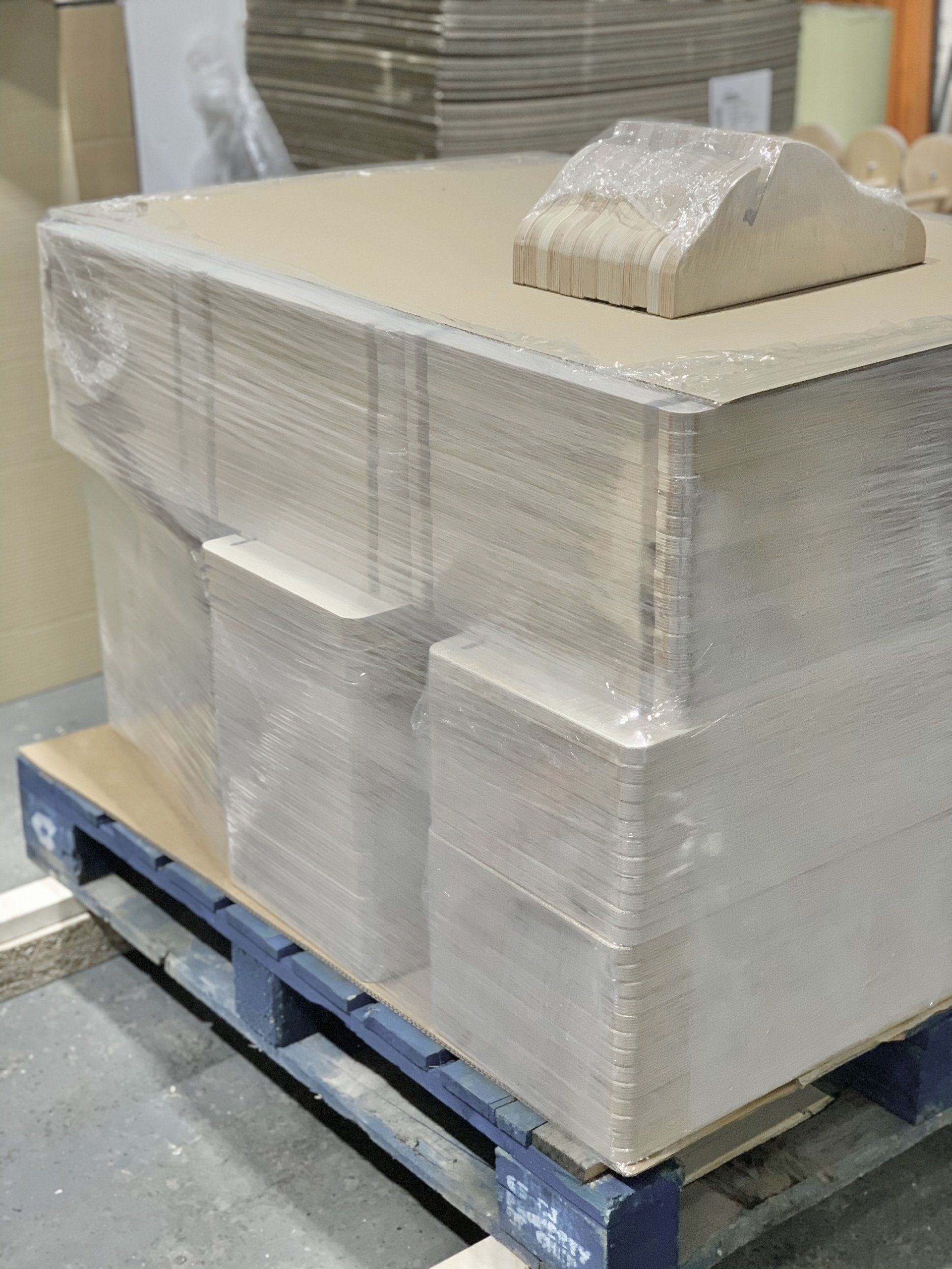 CNC cut parts on pallet