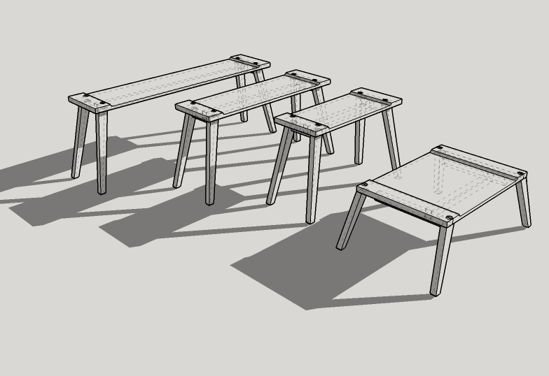 CAD drawing of bench