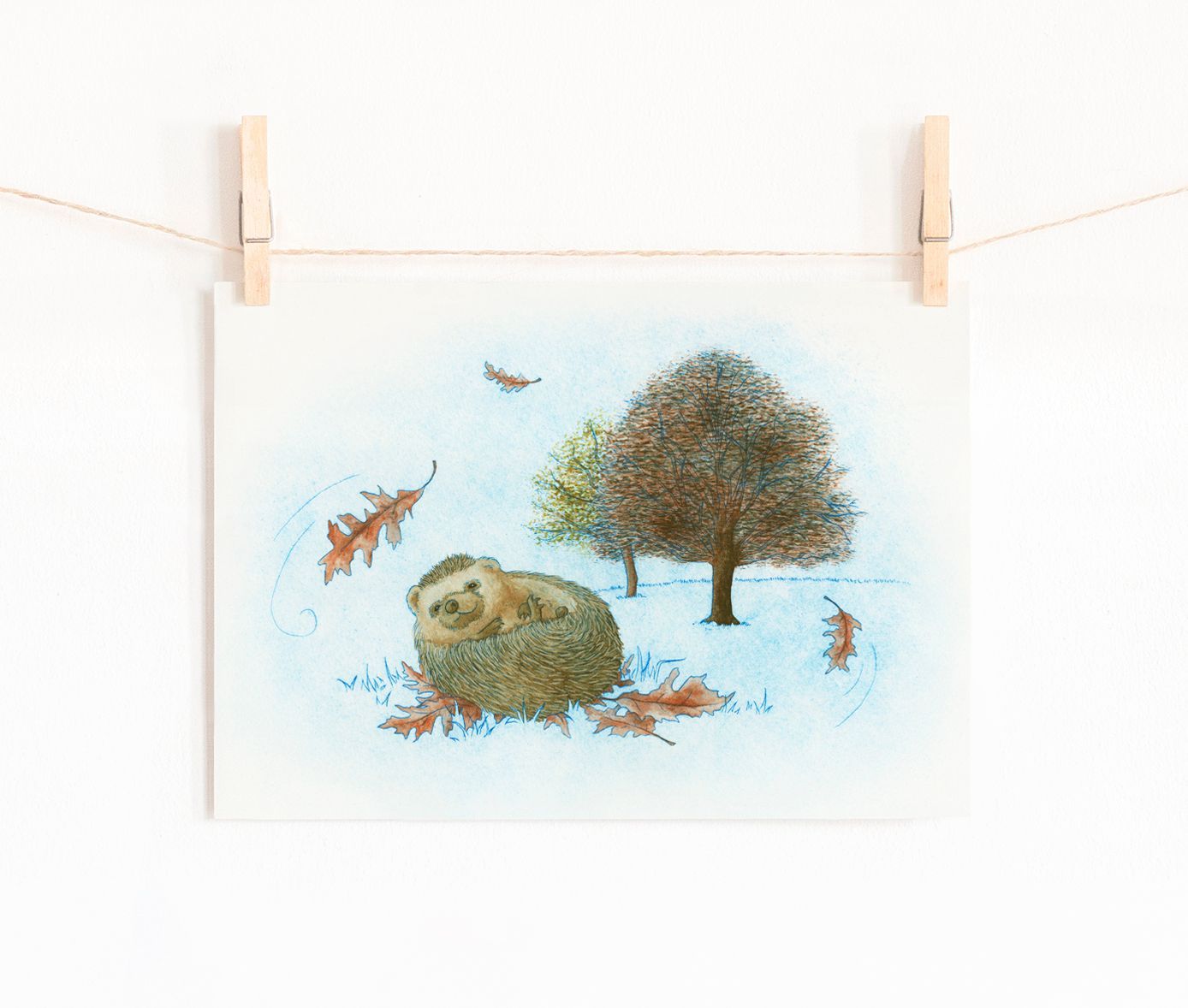 Autumn Breeze Hedgehog Fine Art Print