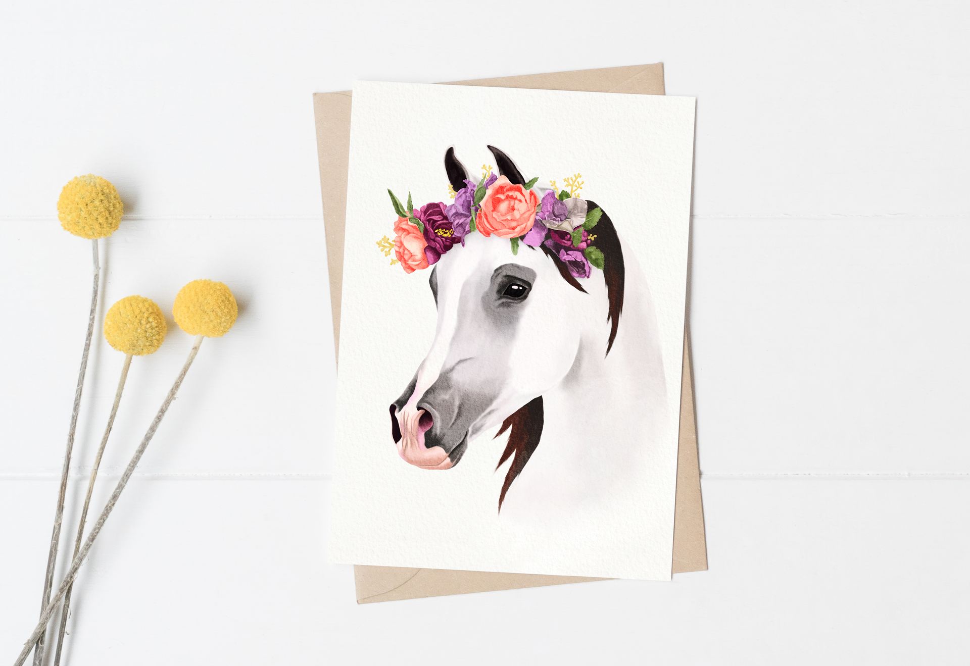 Flower Crown Horse Greeting Cards