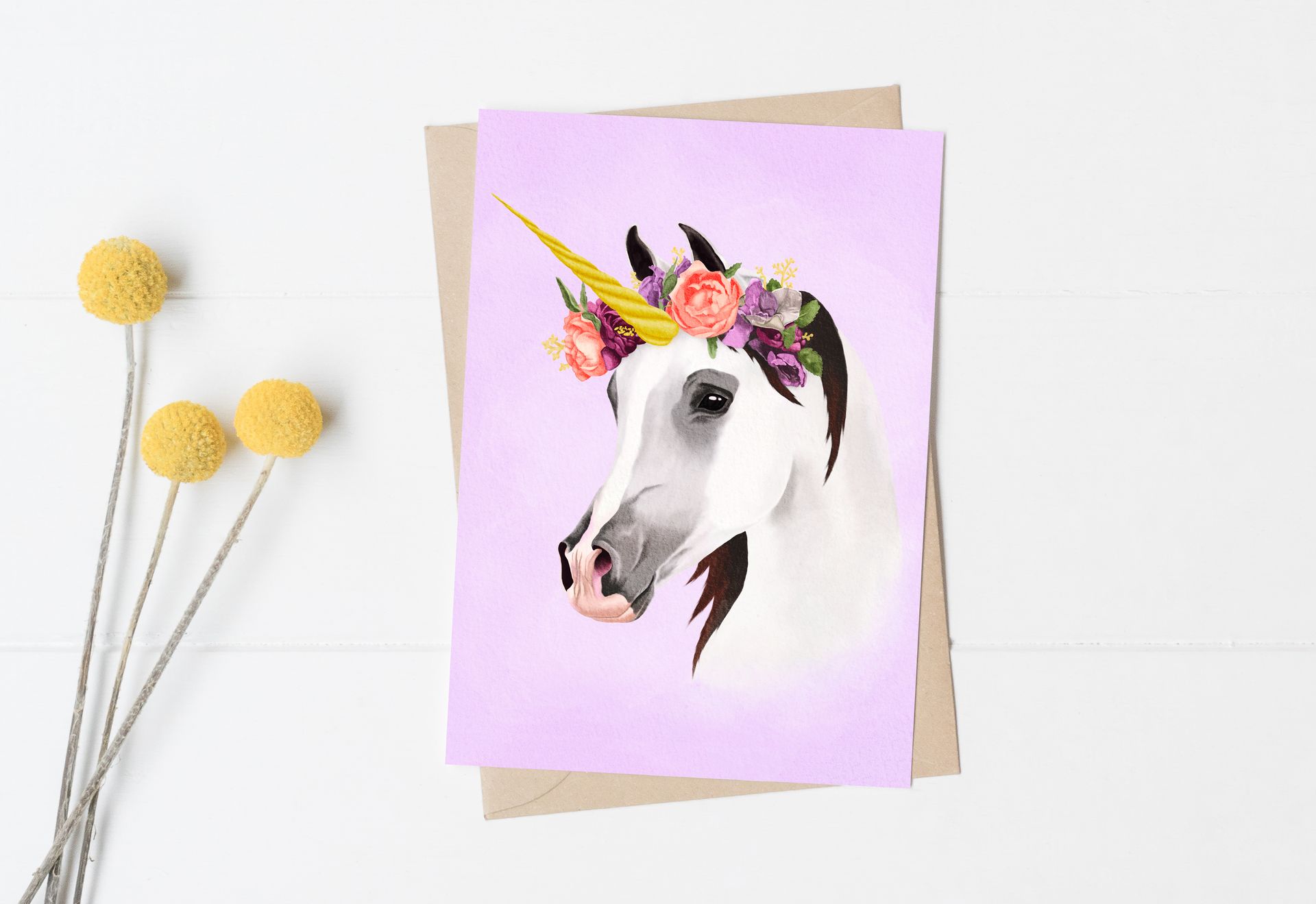 Flower Crown Unicorn Greeting Cards