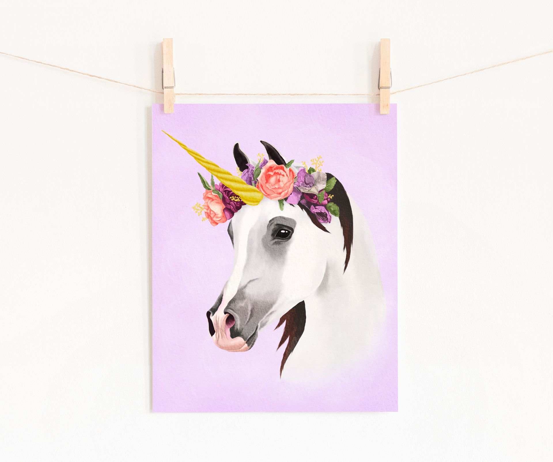 Flower Crown Unicorn Fine Art Print