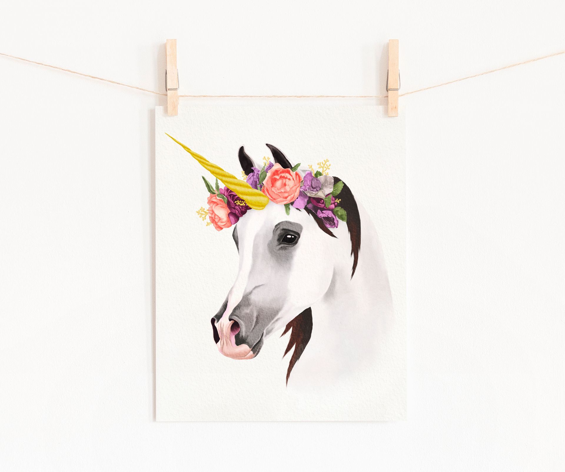 Flower Crown Unicorn Fine Art Print