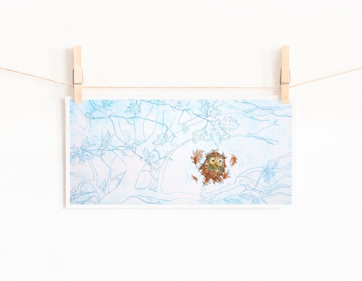 Sleepy Autumn Hedgehog Fine Art Print
