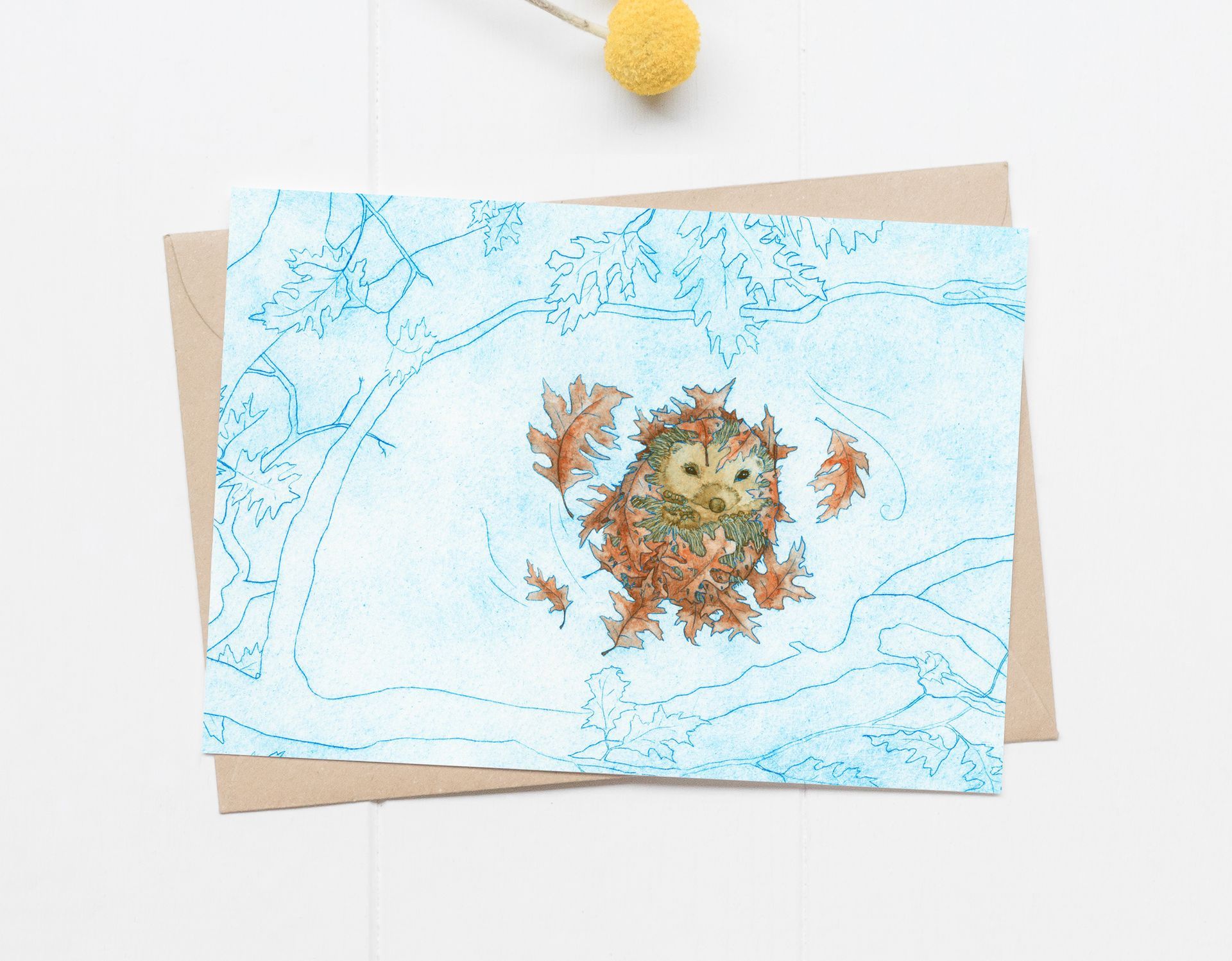 Sleepy Autumn Hedgehog Greeting Card
