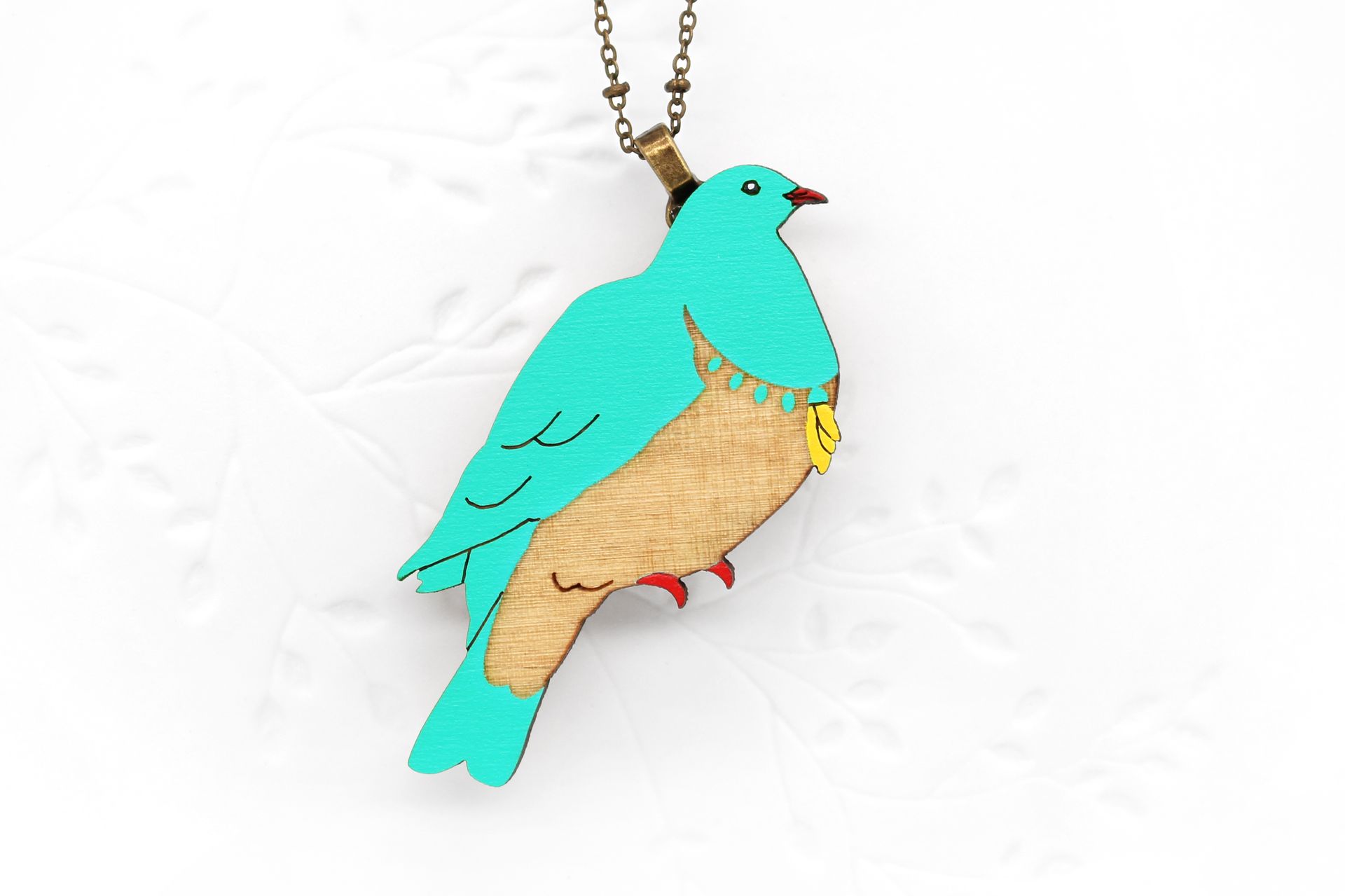 Kereru with Kowhai Flower Necklace