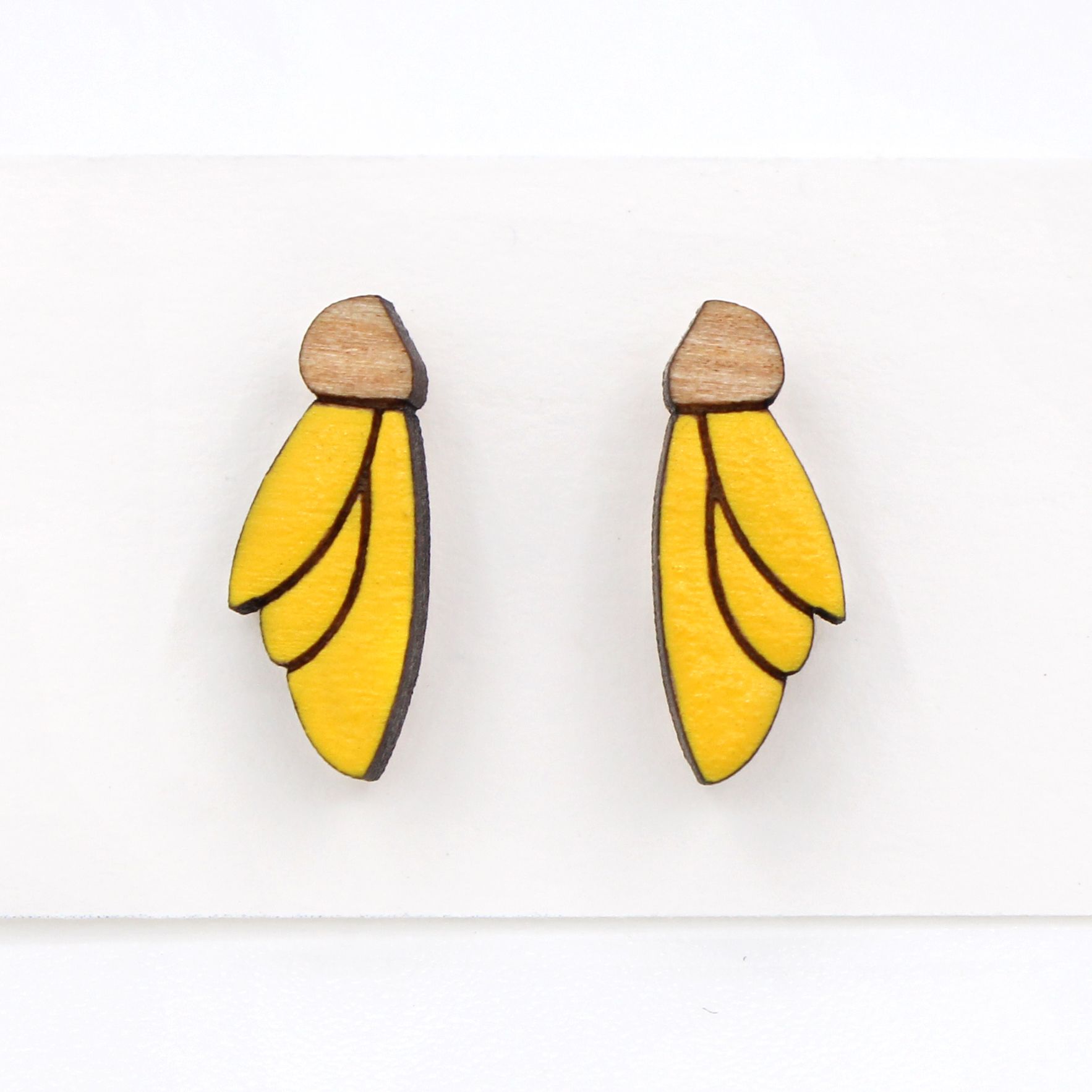 Kowhai Flower Earrings - Rimu Wood