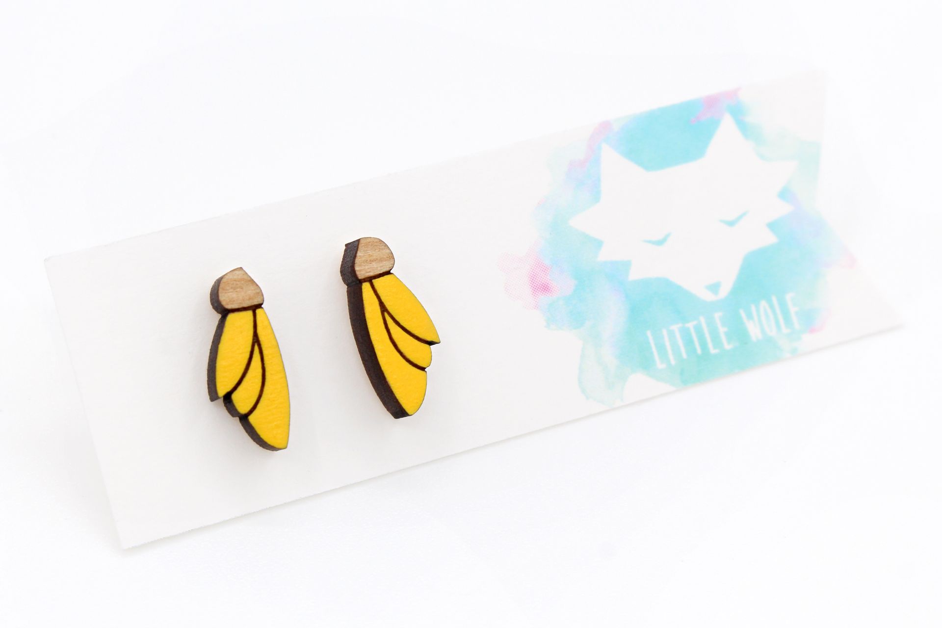 Kowhai Flower Earrings - Rimu Wood