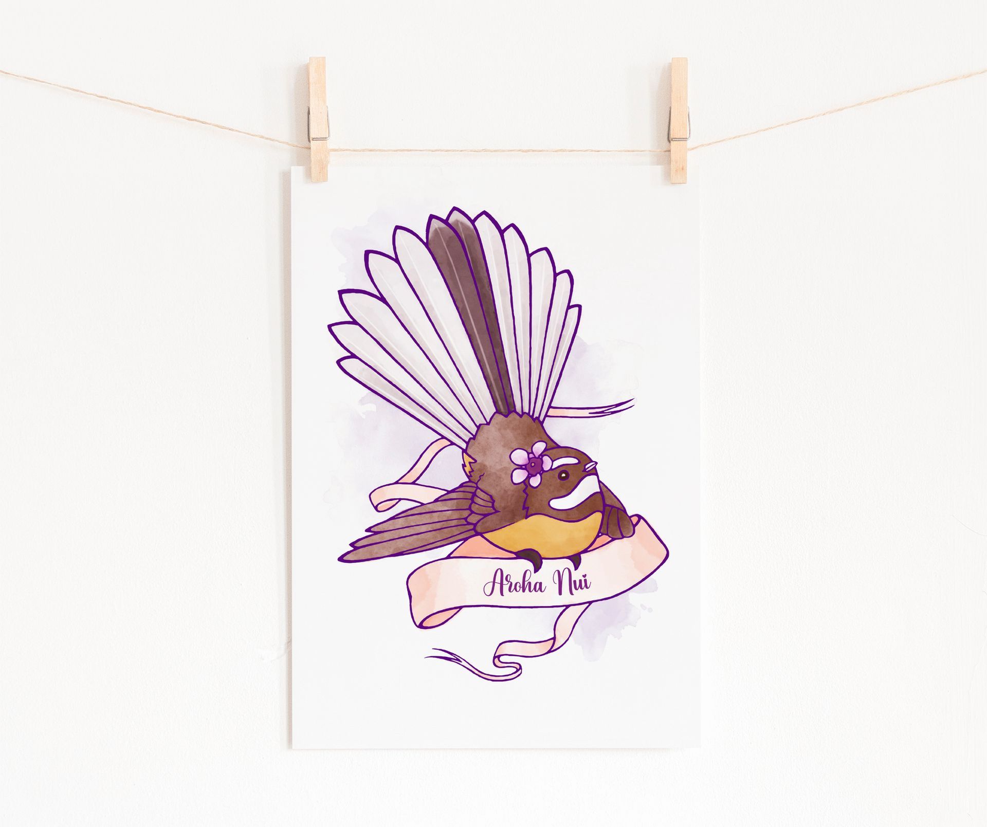 Aroha Nui Fantail Fine Art Print