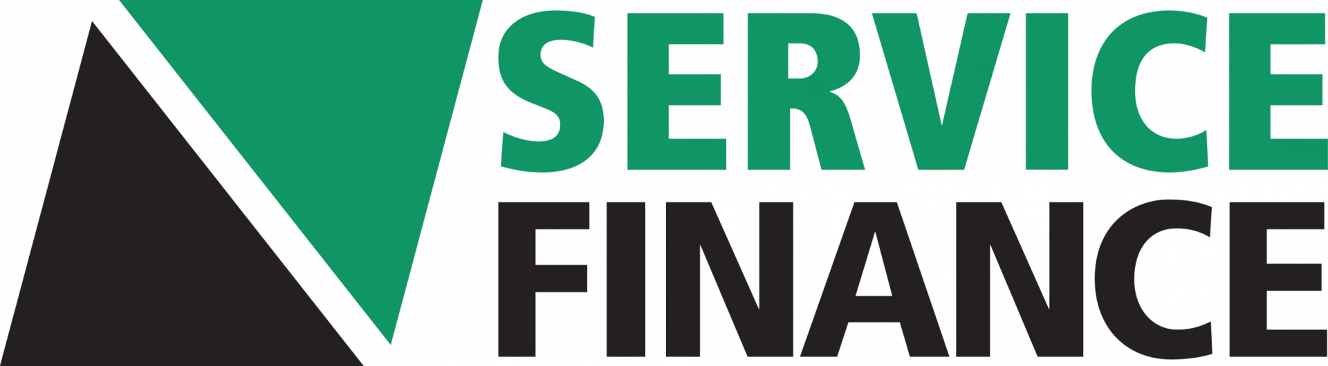 Service Finance logo with green, black, and white geometric design and bold text