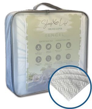 A mattress in a bag with a picture of the mattress on it.