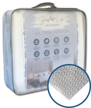 A mattress in a bag with a picture of a bed on it.