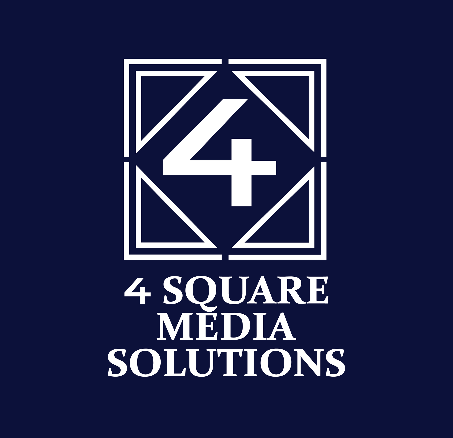 A logo for 4 square media solutions on a dark blue background