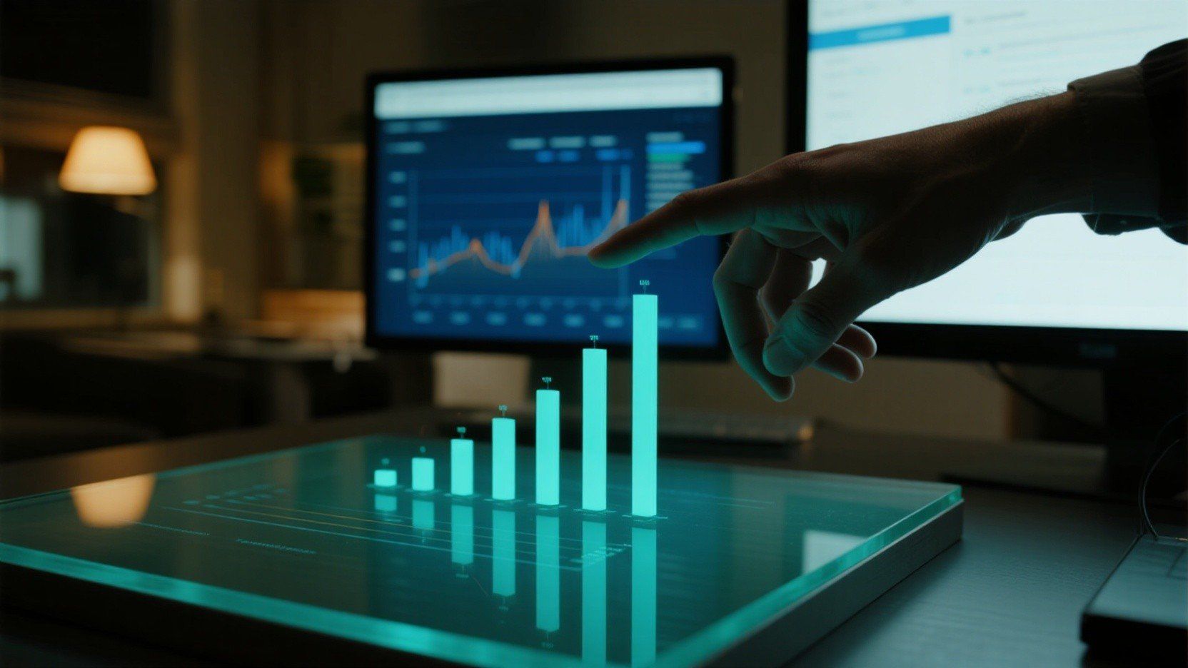 date trends rising graphic with hand