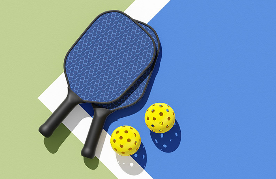 pickleball paddles and balls