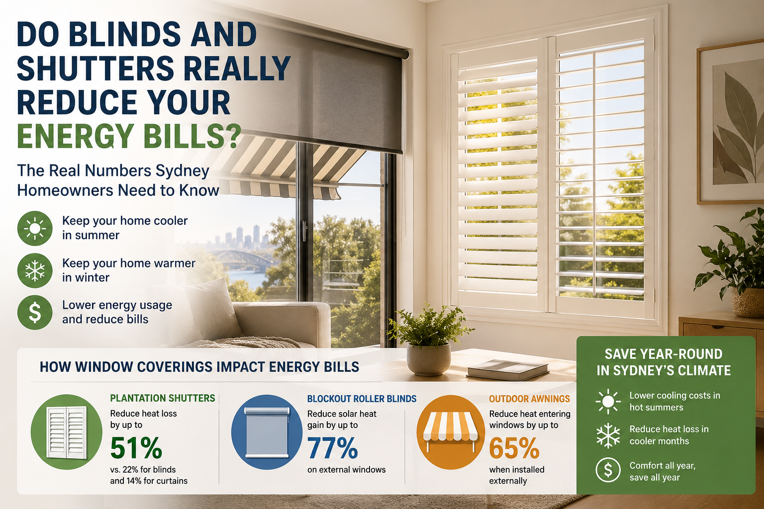 Blinds and Shutters Reduce Energy Bills