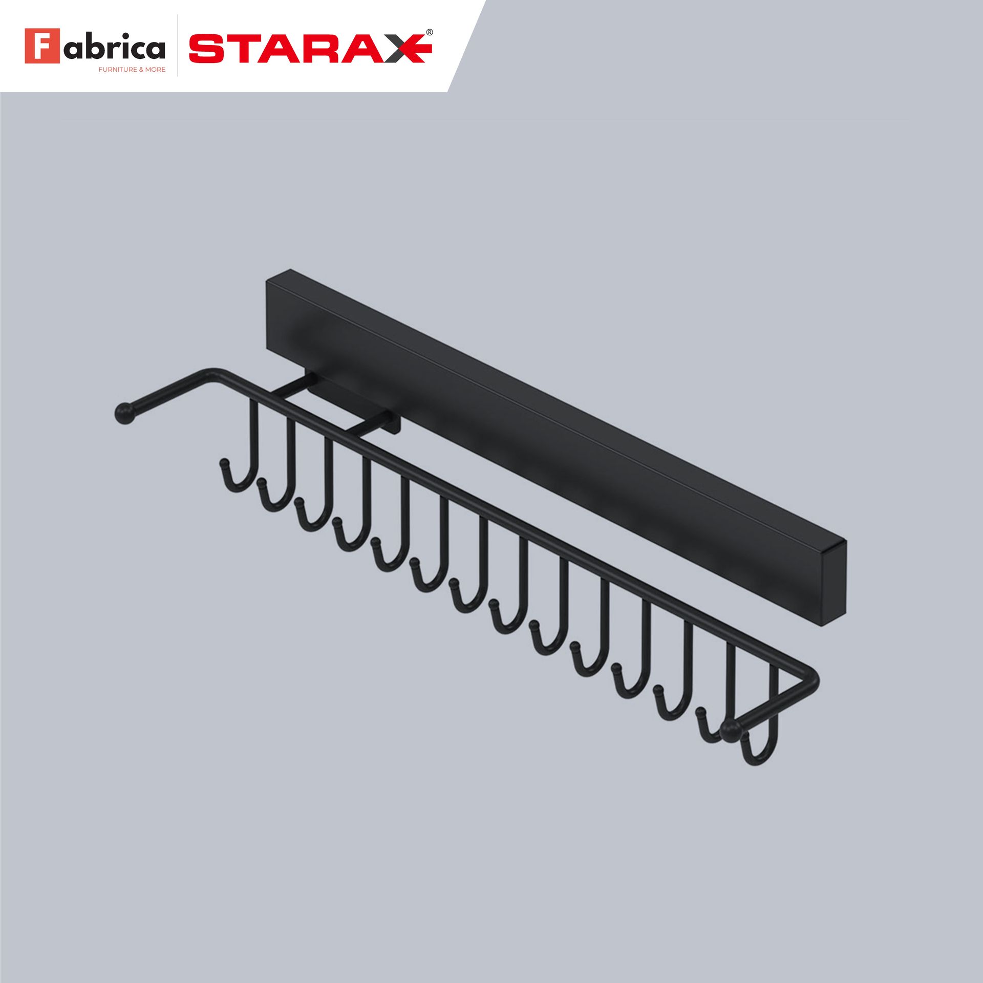 A picture of a tie rack made by fabrica starax