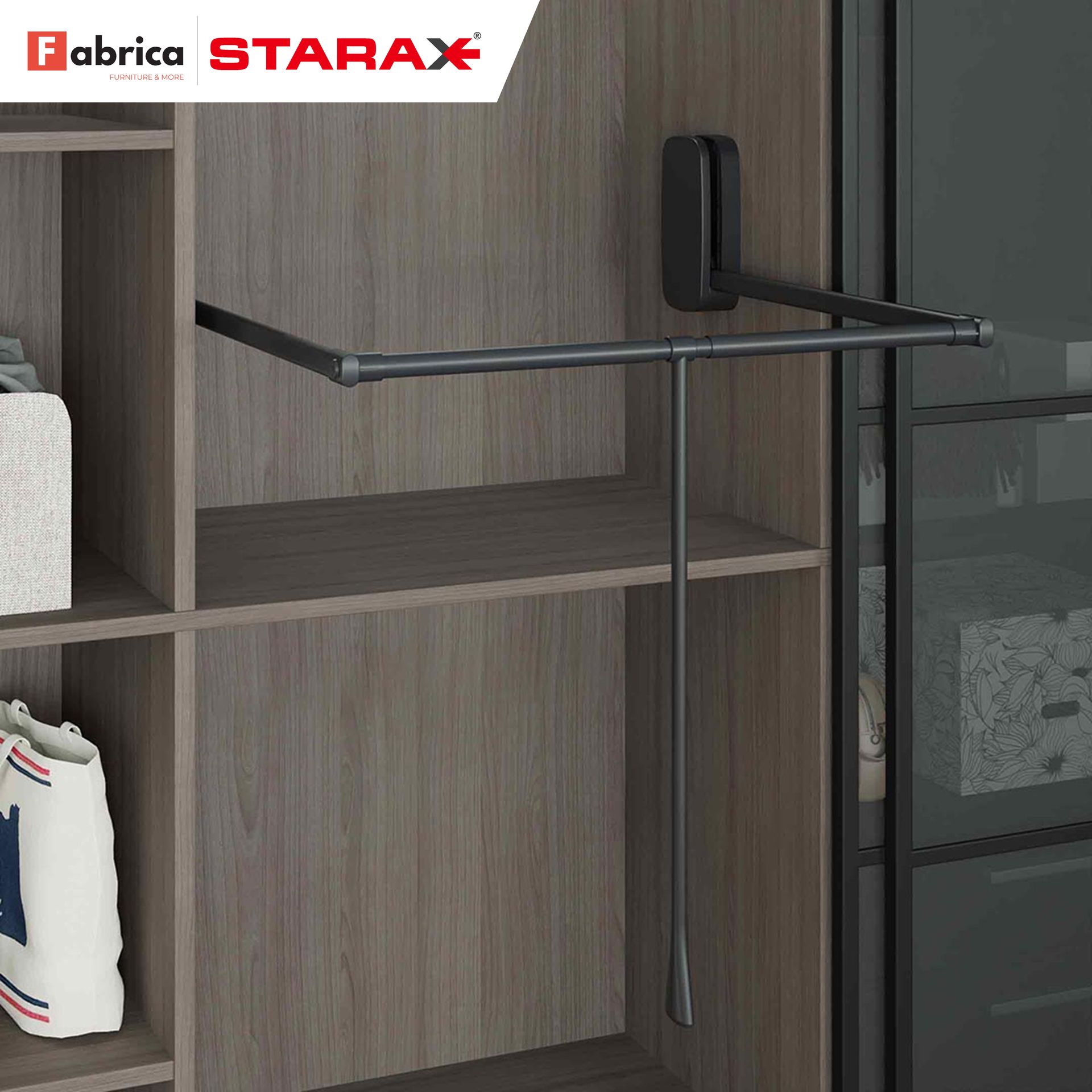 A fabrica starax product is shown in a closet