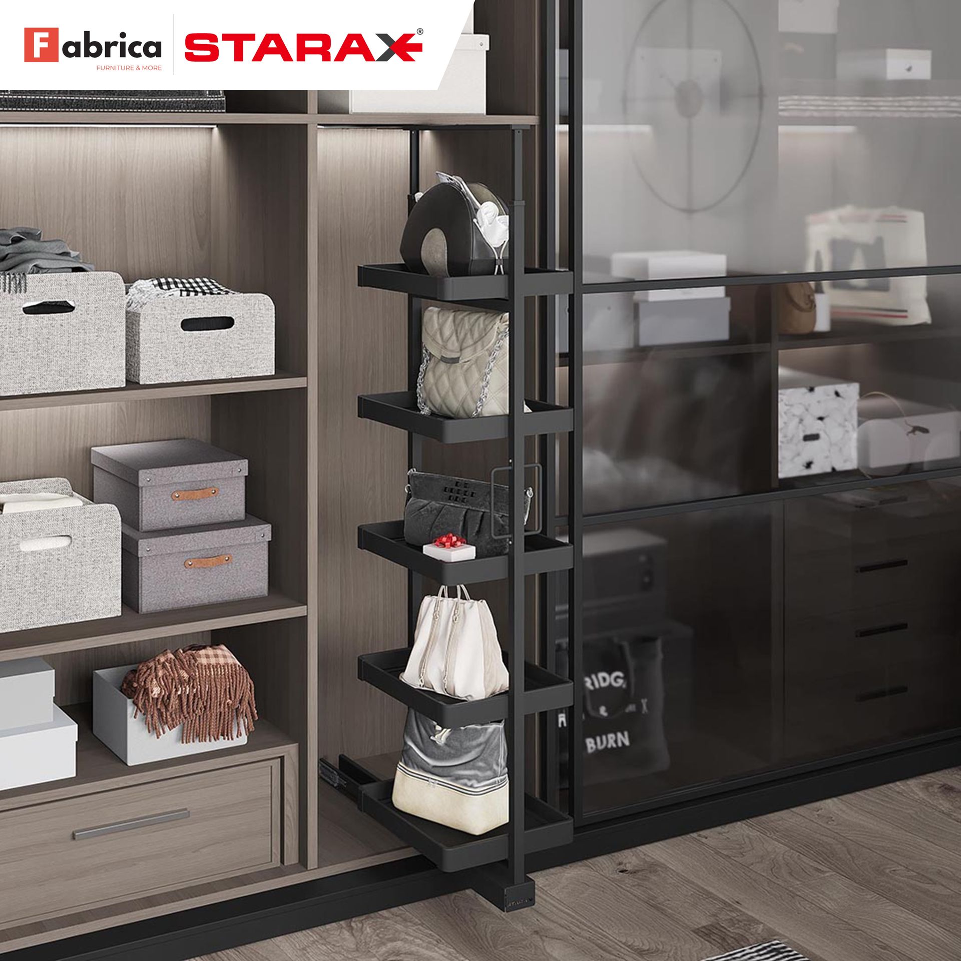 A fabrica starax sign is above a closet