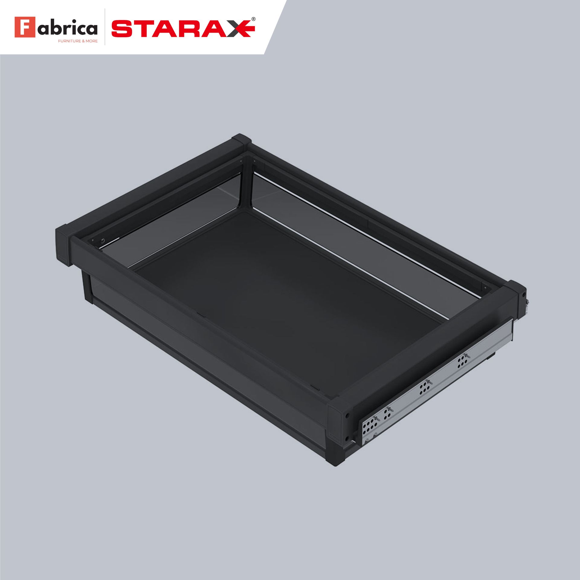 A black starax drawer is shown on a white background