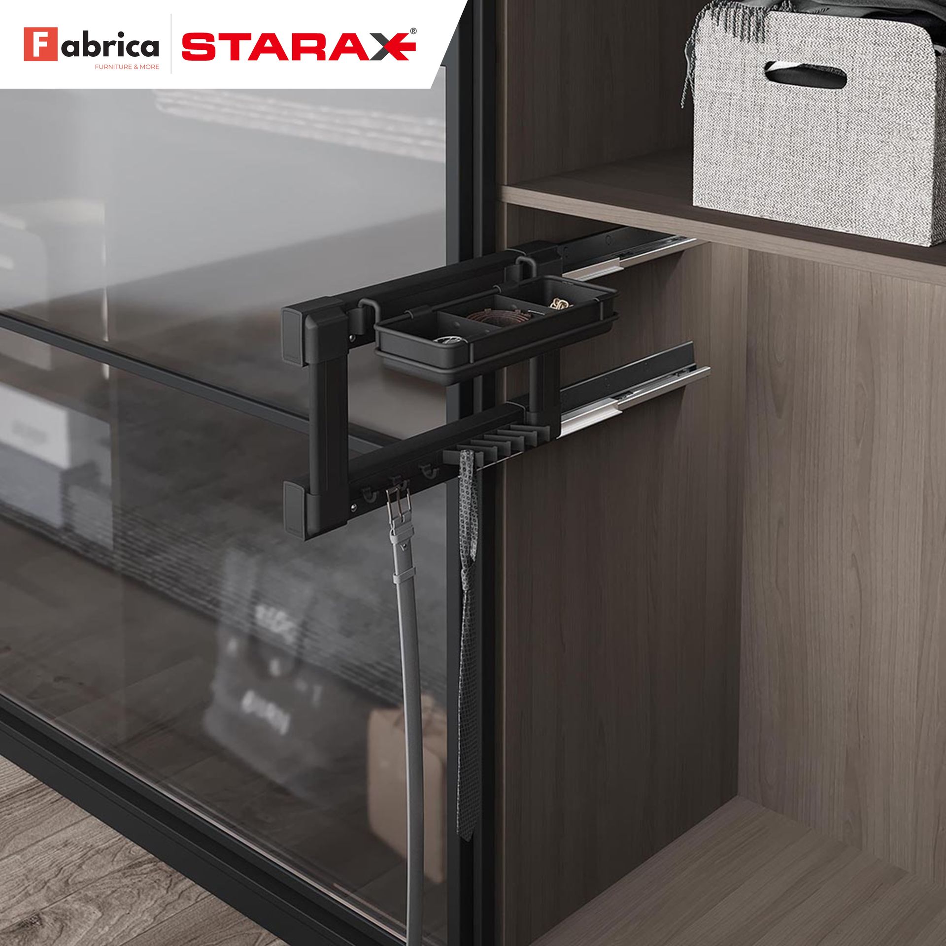 A close up of a fabrica starax sliding glass door