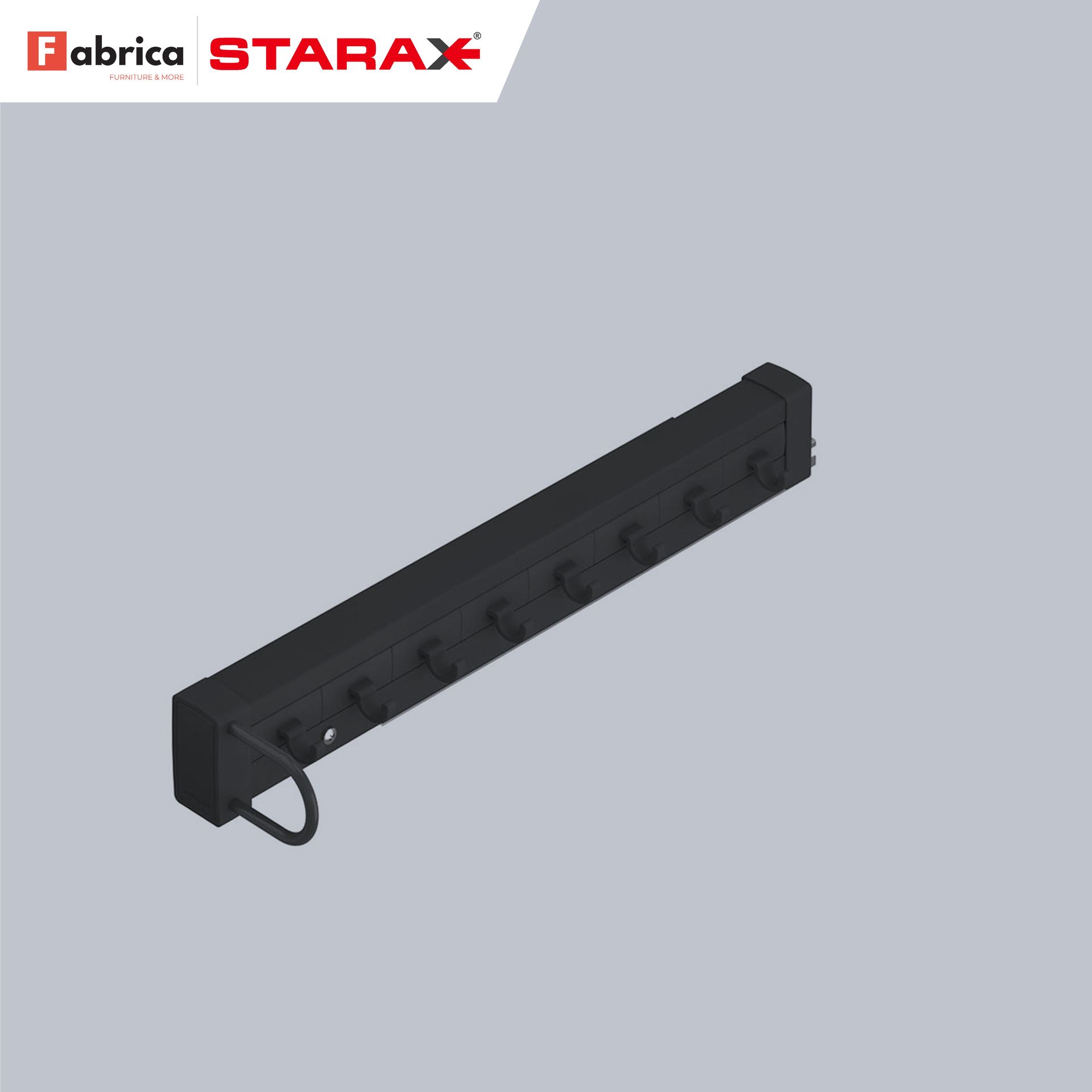 A black starax product is shown on a grey background